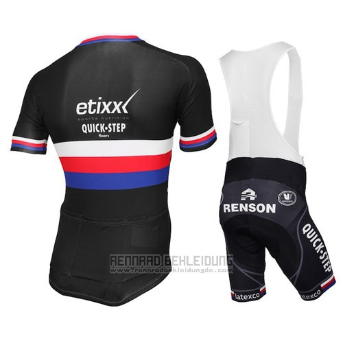 2015 Fahrradbekleidung UCI Weltmeister Lider Quick Step Shwarz Trikot Kurzarm und Tragerhose